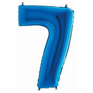 Balão Metalizado 16P Azul Número 7