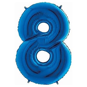 Balão Metalizado 16P Azul Número 8