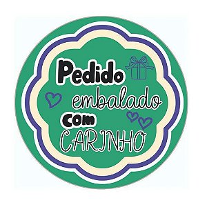 Etiqueta Adesiva Hiper com 60 Unidades Embalado com Carinho Verde