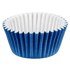 Forminhas Mini Cupcake Impermeável Azul Royal 45 Unidades