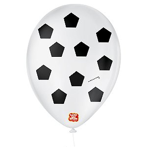Balão 9 Tema Futebol Branco/Preto | 25 Unidades