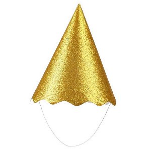 Chapéu Papel Metalizado Dourado 8 Unidades