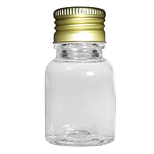 Frasco Pet Cilind 10ml com Tampa Alumínio Dourada com 10un