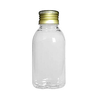 Frasco Pet Cilind 60ml com Tampa Alumínio Dourado com 10un
