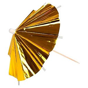 Palito para Decoração Guarda Chuva Dourado 10cm