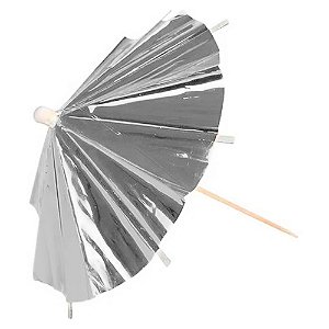 Palito para Decoração Guarda Chuva Prateado 10cm