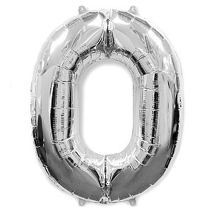 Balão Metalizado 40/45P Prata Número 0 Br Festas