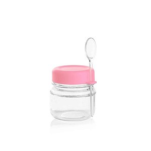 Pote Geleinha 40ml 10un com Tampa Rosa Bebê e Colher
