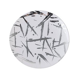 Prato Sobremesa Branco com Prata 19cm  6un - Silver Plastic