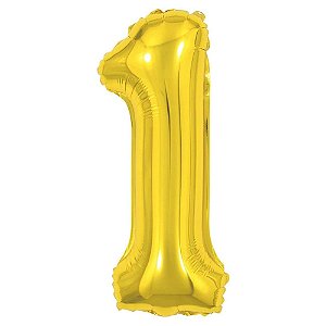 Balão Metalizado 40/45P Dourado Número 1 Br Festas