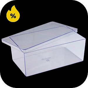 Cake Box Retangular Cristal com Tampa 20X8X12cm - Blue Star