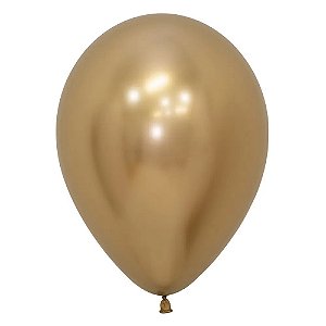 Balão Latex 5 Polegadas Reflex Dourado | 50 Unidades