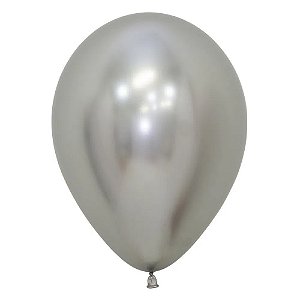 Balão Latex 5 Polegadas Reflex Prata | 50 Unidades