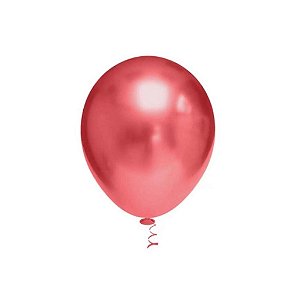Balão 5 Metálico Vermelho | 25 Unidades