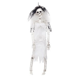 Boneco Noiva Esqueleto Branco e Preto 9X5X40 - Halloween