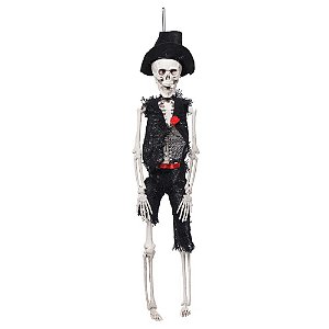 Boneco Noivo Esqueleto Branco e Preto 40X9X5 - Halloween