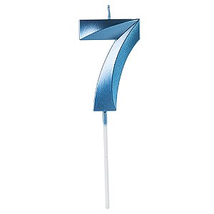 Vela Perolizada Azul Número 7