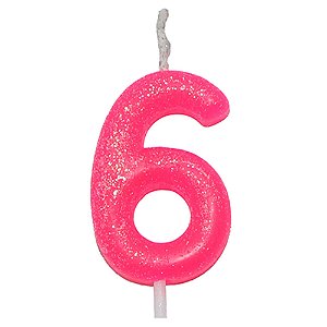 Vela Neon Rosa Número 6