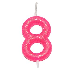 Vela Neon Rosa Número 8