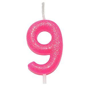 Vela Neon Rosa Número 9