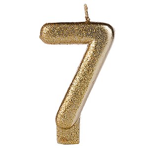 Vela Glitter Dourada Número 7
