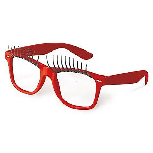 Óculos Vermelho com Cílios