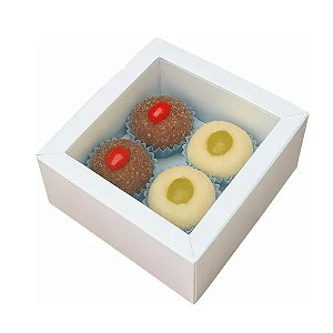 Caixa Moldura Branco 04 Doces  10un Desmontadas - Idéia Embalagens