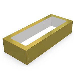 Caixa Laminada Ouro com Visor para 10 Doces - Ideia