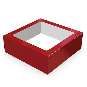 Caixa Laminada Vermelho com Visor para 9 Doces - Ideia