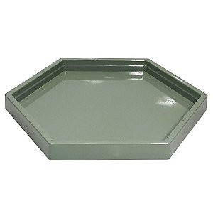 BANDEJA DECORATIVA SEXTAVADA 22X22CM VERDE EUCALIPTO - TASIL