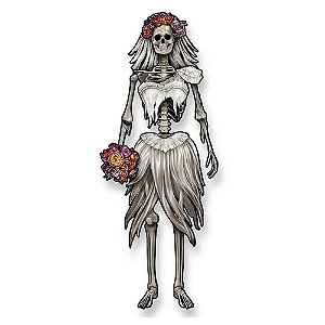 Decoração Halloween de Pendurar Esqueleto Noiva 61x156cm - Regina
