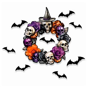 Decoração Halloween de Pendurar Guirlanda com Morcegos 50x53cm - Regina