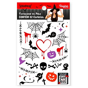 Tatuagem para Pele Halloween - 2 Cartelas - Regina