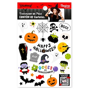 Tatuagem para Pele Halloween Divertidos- 2 Cartelas - Regina