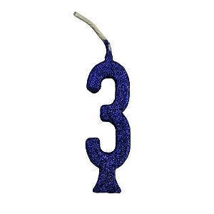 Vela Pequena Glitter Azul n3 - Regina