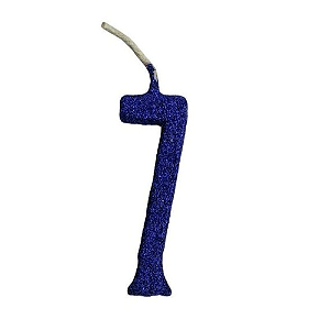 Vela Pequena Glitter Azul n7 - Regina
