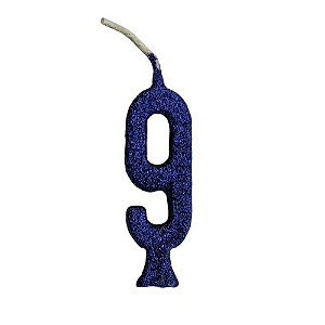 Vela Pequena Glitter Azul n9 - Regina