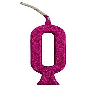 Vela Pequena Glitter Pink Número 0 - Regina
