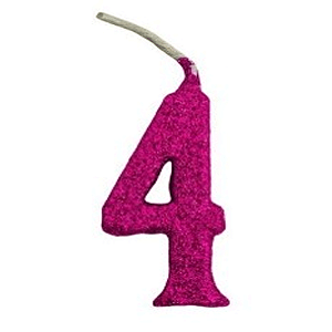 Vela Pequena Glitter Pink Número 4 - Regina