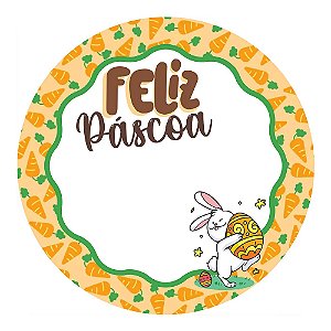 Etiqueta Adesiva de Páscoa Coelho Feliz Cenoura 60Un - Hiper Embalagens