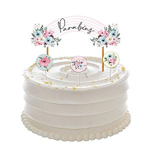 Topo de Bolo Floral - Regina