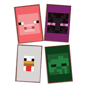 Quadros Decorativos Minecraft 4Un - Festcolor