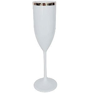 Taça Champagne Com Borda Dourada Branco - Lsc Toys