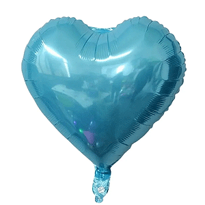 Balão Metalizado 18P Coração Azul Claro - Br Festas