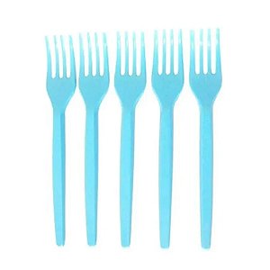 Garfo Sobremesa Azul Bebê 50un - Plastilânia