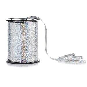 Fitilho Holográfico Prateado 5mm 200m - Silver