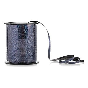 Fitilho Holográfico Preto 5mm 200m - Silver