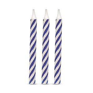 Vela Palito Espiral Branca e azul 10un - Regina