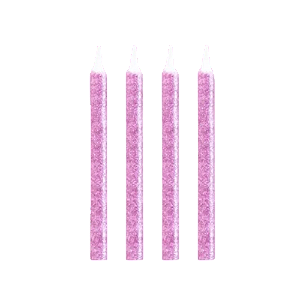 Vela Palito Glitter Rosa 8un - Regina