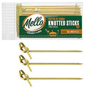 Espeto Bambu Knotted Sticks 15Cm 50Un - Mello